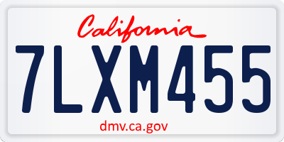 CA license plate 7LXM455