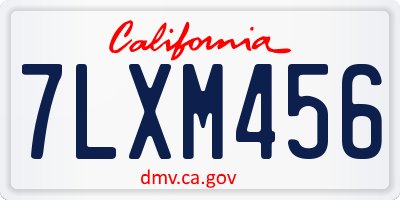 CA license plate 7LXM456