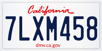 CA license plate 7LXM458