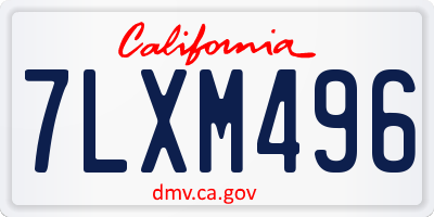 CA license plate 7LXM496