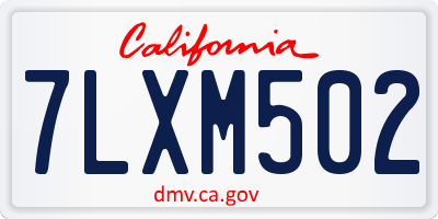 CA license plate 7LXM502