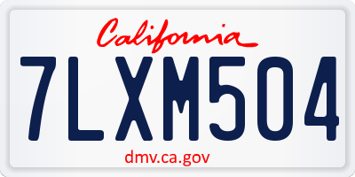 CA license plate 7LXM504