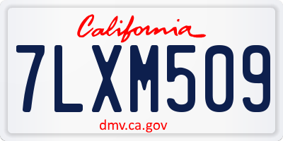 CA license plate 7LXM509