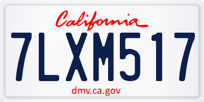 CA license plate 7LXM517