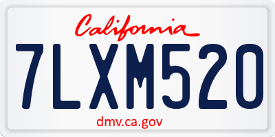 CA license plate 7LXM520