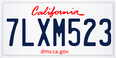 CA license plate 7LXM523