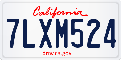 CA license plate 7LXM524