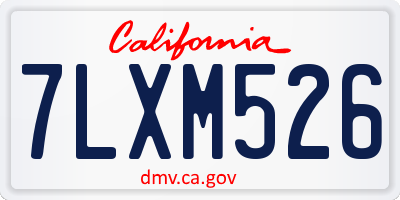 CA license plate 7LXM526