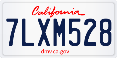 CA license plate 7LXM528