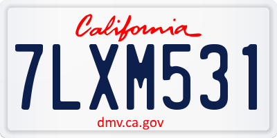 CA license plate 7LXM531
