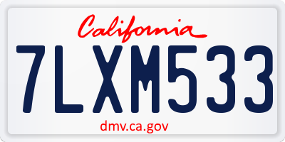 CA license plate 7LXM533
