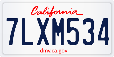 CA license plate 7LXM534