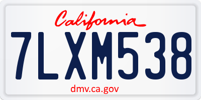 CA license plate 7LXM538