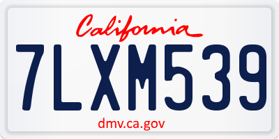 CA license plate 7LXM539