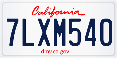 CA license plate 7LXM540