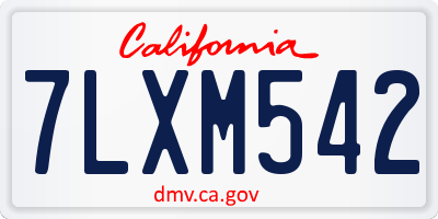 CA license plate 7LXM542