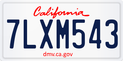 CA license plate 7LXM543