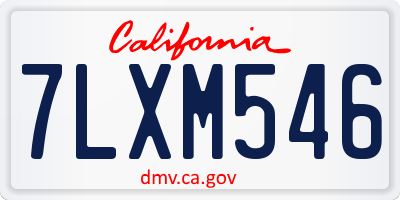 CA license plate 7LXM546