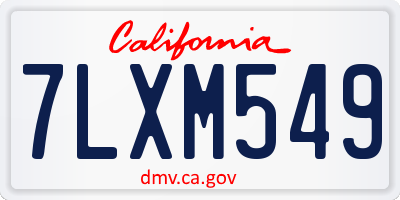 CA license plate 7LXM549