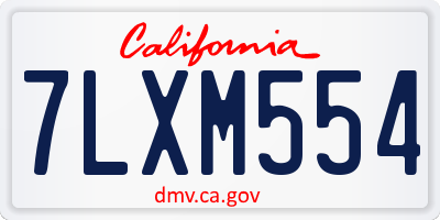 CA license plate 7LXM554