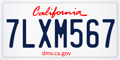 CA license plate 7LXM567