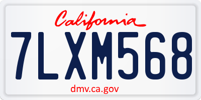 CA license plate 7LXM568