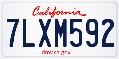 CA license plate 7LXM592