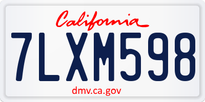 CA license plate 7LXM598
