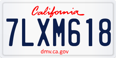 CA license plate 7LXM618