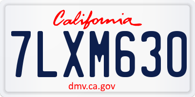 CA license plate 7LXM630