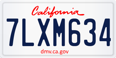 CA license plate 7LXM634
