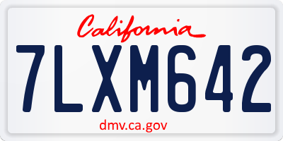 CA license plate 7LXM642