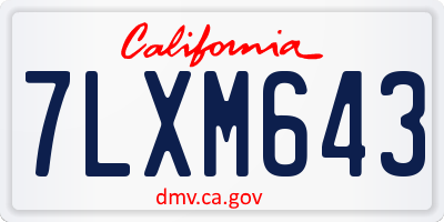 CA license plate 7LXM643