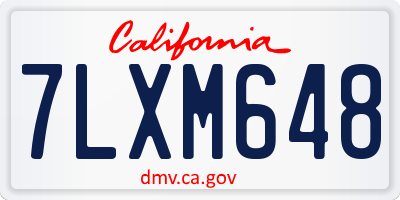 CA license plate 7LXM648