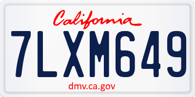 CA license plate 7LXM649