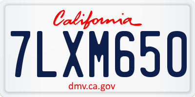 CA license plate 7LXM650
