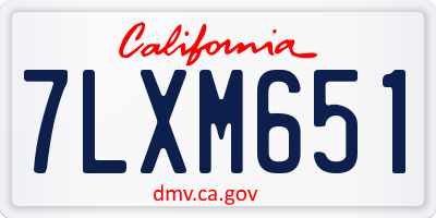 CA license plate 7LXM651