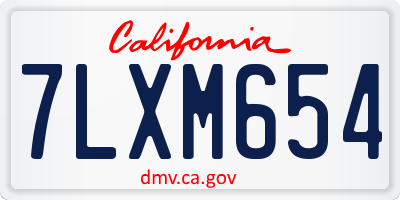 CA license plate 7LXM654
