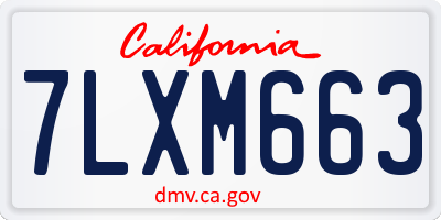 CA license plate 7LXM663