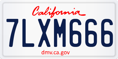 CA license plate 7LXM666