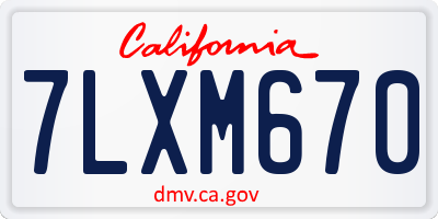 CA license plate 7LXM670