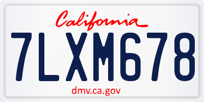 CA license plate 7LXM678