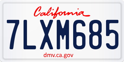 CA license plate 7LXM685