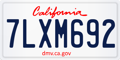 CA license plate 7LXM692