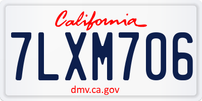 CA license plate 7LXM706