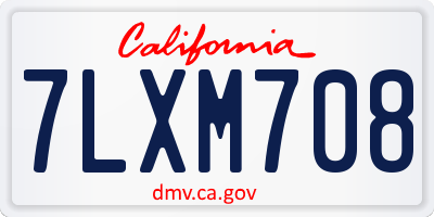 CA license plate 7LXM708