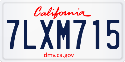 CA license plate 7LXM715