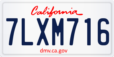 CA license plate 7LXM716
