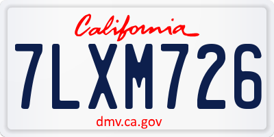 CA license plate 7LXM726