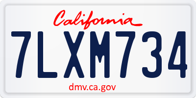 CA license plate 7LXM734